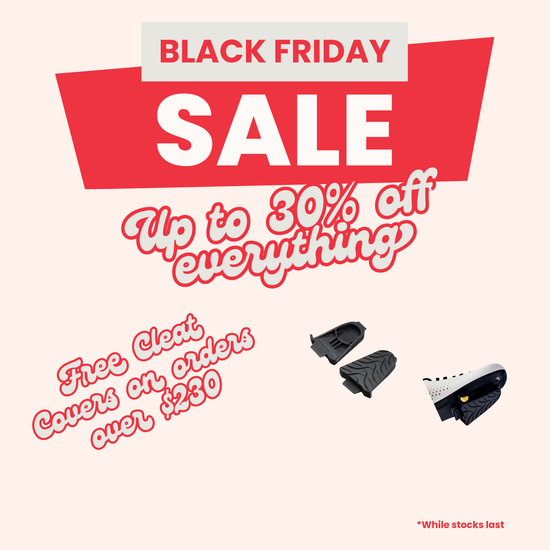 Muze Women Black Friday sale advertisement with shoe covers and discount text