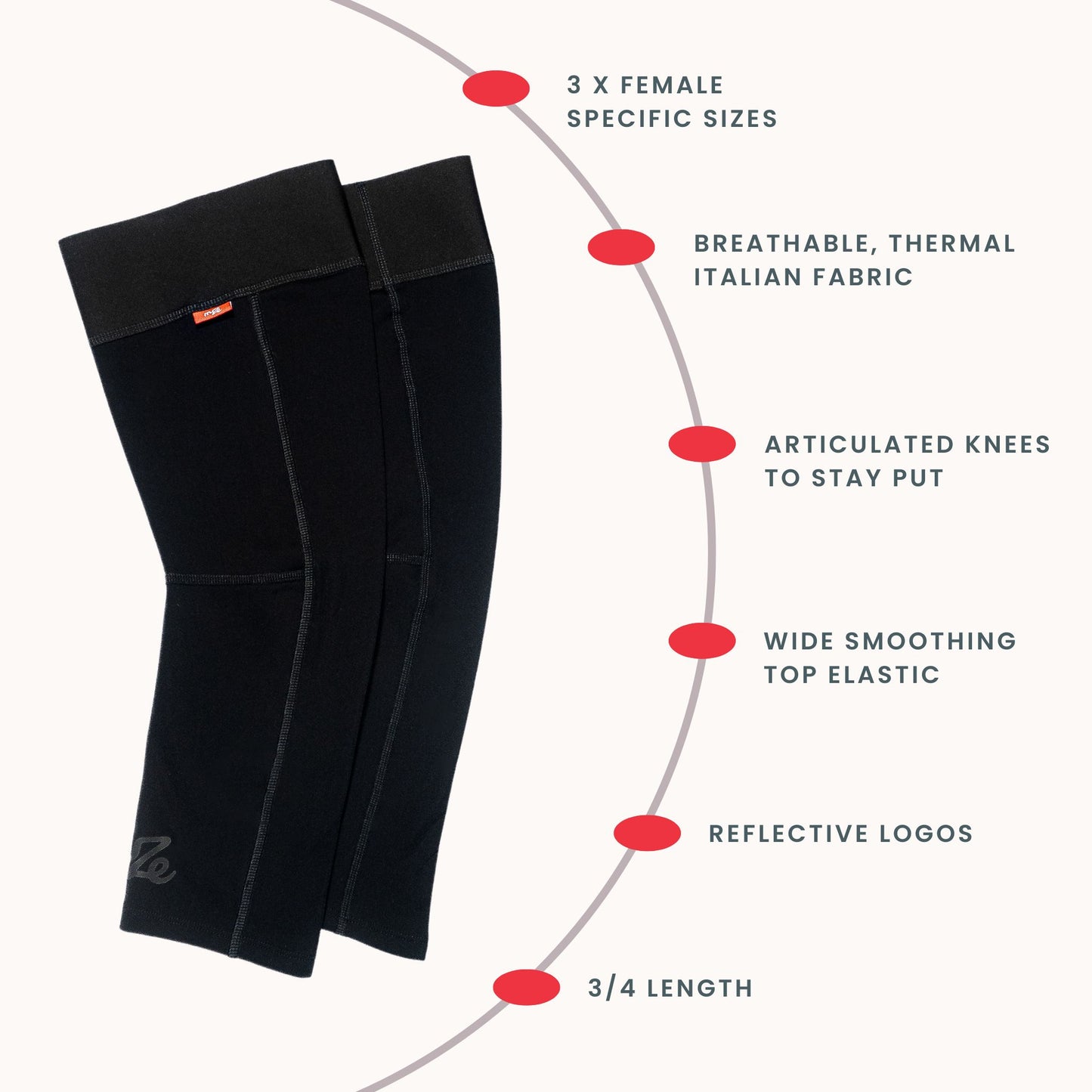 "No Bumps" 3/4 Cycling Knee Warmers