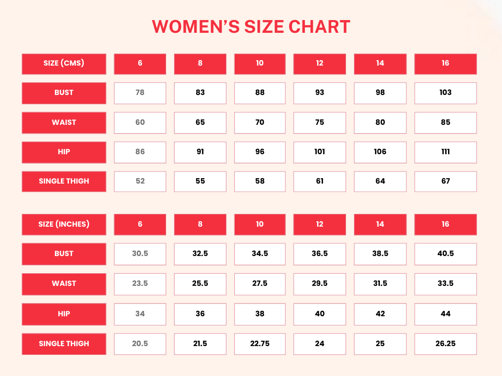 Find Your Fit - Muze Women Size Guide